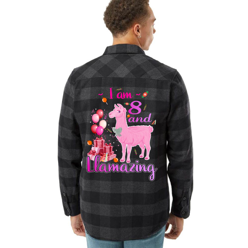 I Am 8 Years Old And Llamazing 8th Llama Birthday Flannel Shirt by idrogoajddjs | Artistshot