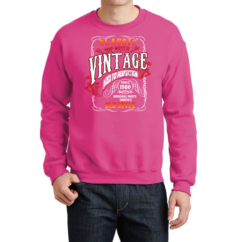 Vintage Birthday 1980 Aged To Perfection 1980 Birt Crewneck Sweatshirt | Artistshot