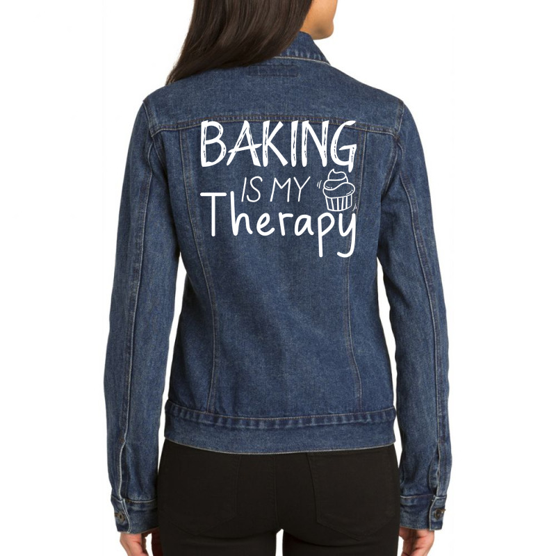 Baking Is My Therapy 80s Ladies Denim Jacket by akolocrillyd | Artistshot