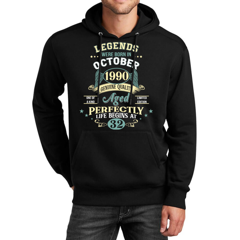 32nd Birthday Decoration Legends Were Born In Octo Unisex Hoodie | Artistshot