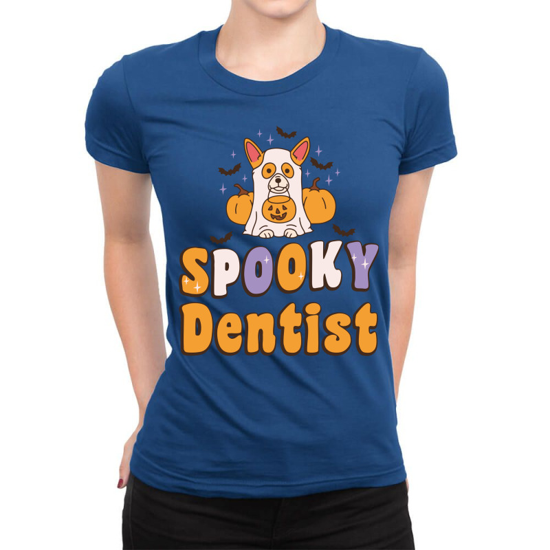 Spooky Dentist Halloween Costume Dog 70s Ladies Fitted T-Shirt by kirmatorbay7 | Artistshot