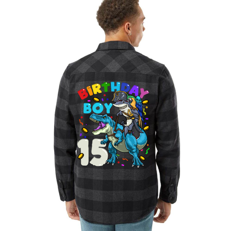 15th Birthday T Rex Birthday Boy Funny Flannel Shirt | Artistshot