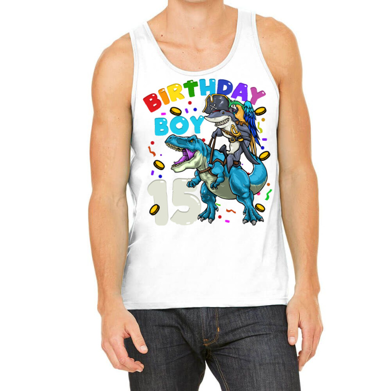 15th Birthday T Rex Birthday Boy Funny Tank Top | Artistshot