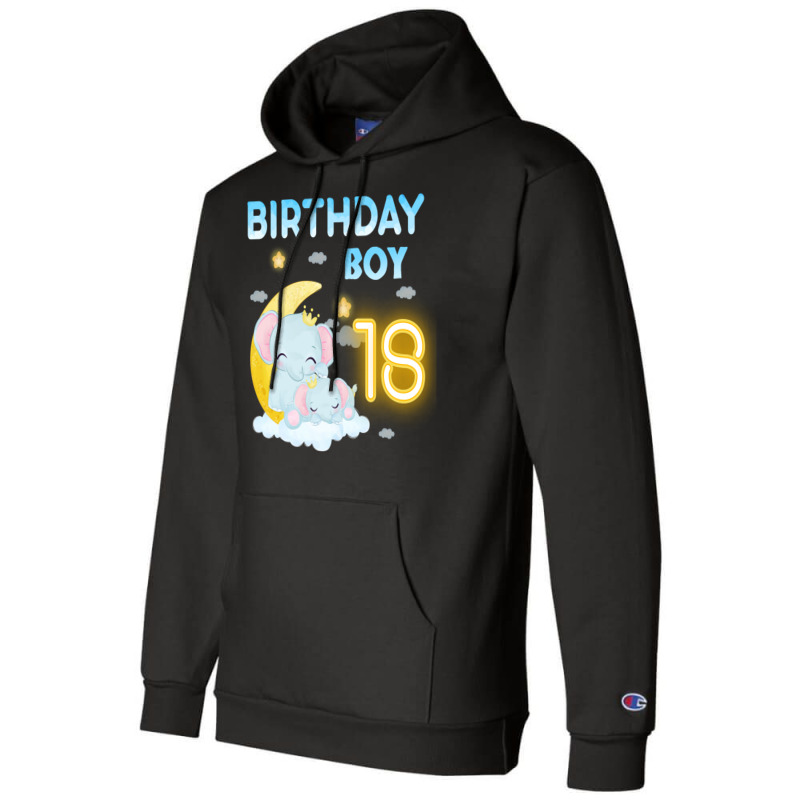 Cute Elephant 18th Birthday Boy 80s Champion Hoodie | Artistshot