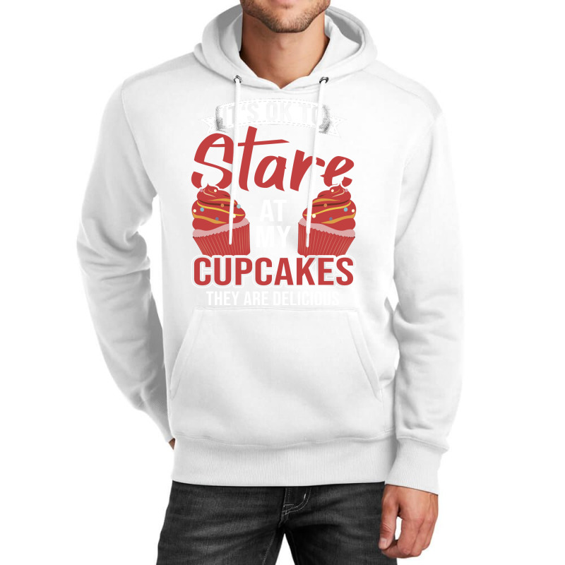 Its Ok To Stare At My Cupcakes Blue Unisex Hoodie by candiovutovj | Artistshot