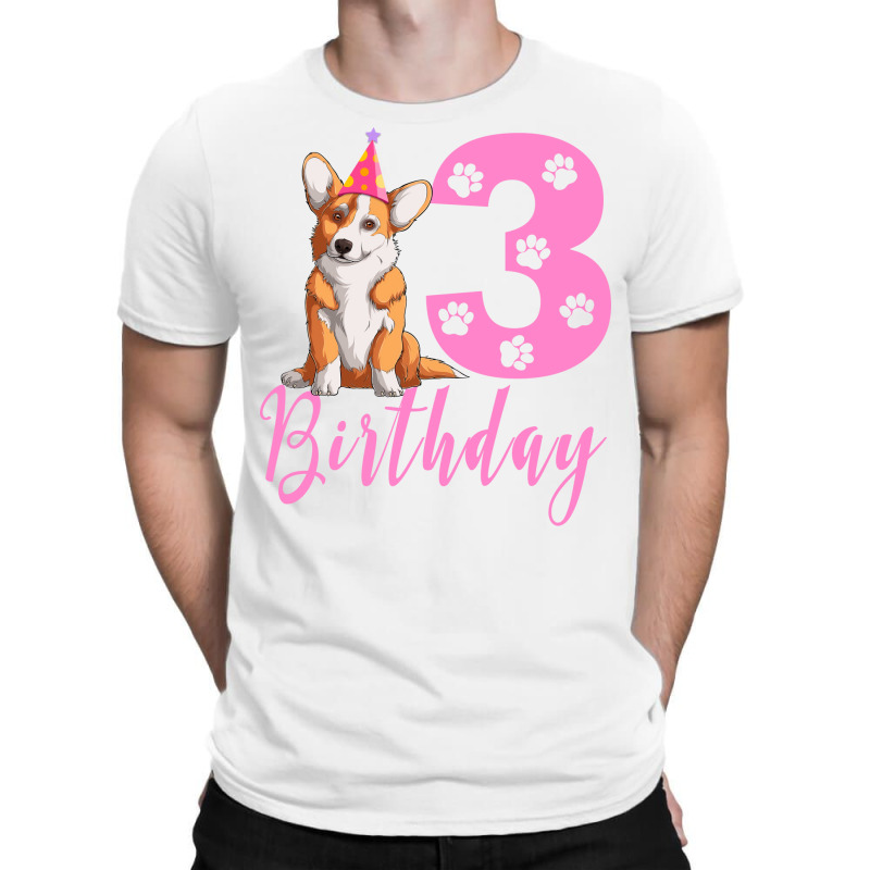 3th Birthday Corgi Blue T-shirt | Artistshot