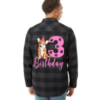 3th Birthday Corgi Blue Flannel Shirt | Artistshot