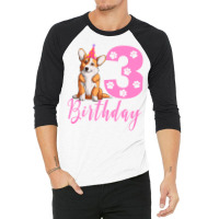 3th Birthday Corgi Blue 3/4 Sleeve Shirt | Artistshot