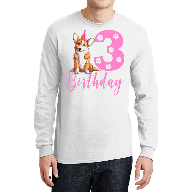 3th Birthday Corgi Blue Long Sleeve Shirts | Artistshot