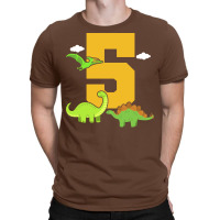 5th Birthday Dinosaur Retro T-shirt | Artistshot