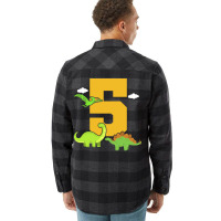 5th Birthday Dinosaur Retro Flannel Shirt | Artistshot