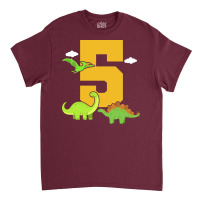 5th Birthday Dinosaur Retro Classic T-shirt | Artistshot