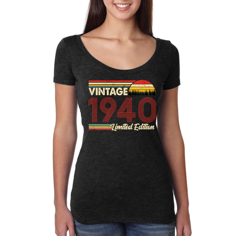 Vintage 1940 Birthday  Limited Edition 1940 Birthd Women's Triblend Scoop T-shirt by clurezishenm | Artistshot