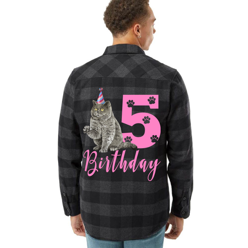 Happy Birthday 5th Cute Birthday British Shorthair Flannel Shirt | Artistshot