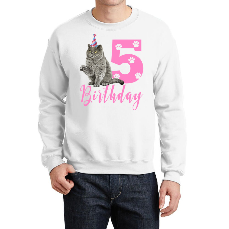 Happy Birthday 5th Cute Birthday British Shorthair Crewneck Sweatshirt | Artistshot