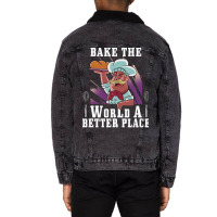 Baking Baker Biscuits Cake Blue Unisex Sherpa-lined Denim Jacket | Artistshot