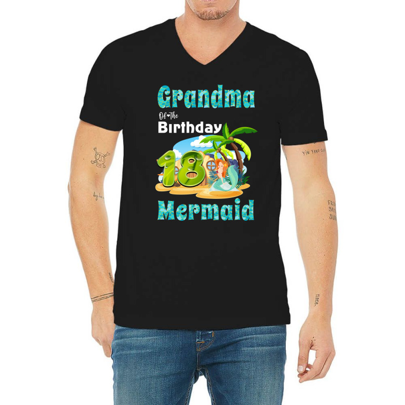 Cute Mermaid Gramma Of The 18th Birthday Hipster V-neck Tee | Artistshot