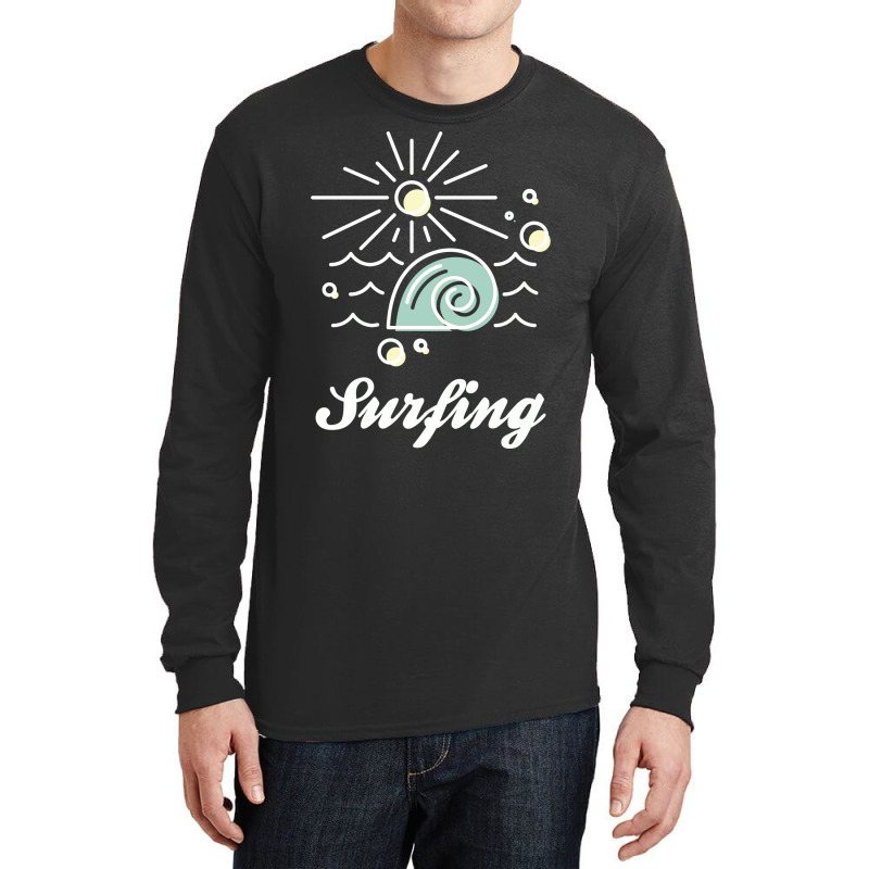 Surfing White Nature Long Sleeve Shirts by rhmatijariahp | Artistshot