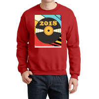 Vintage Retro 2018 Birthday  Vinyl Music Green Crewneck Sweatshirt | Artistshot