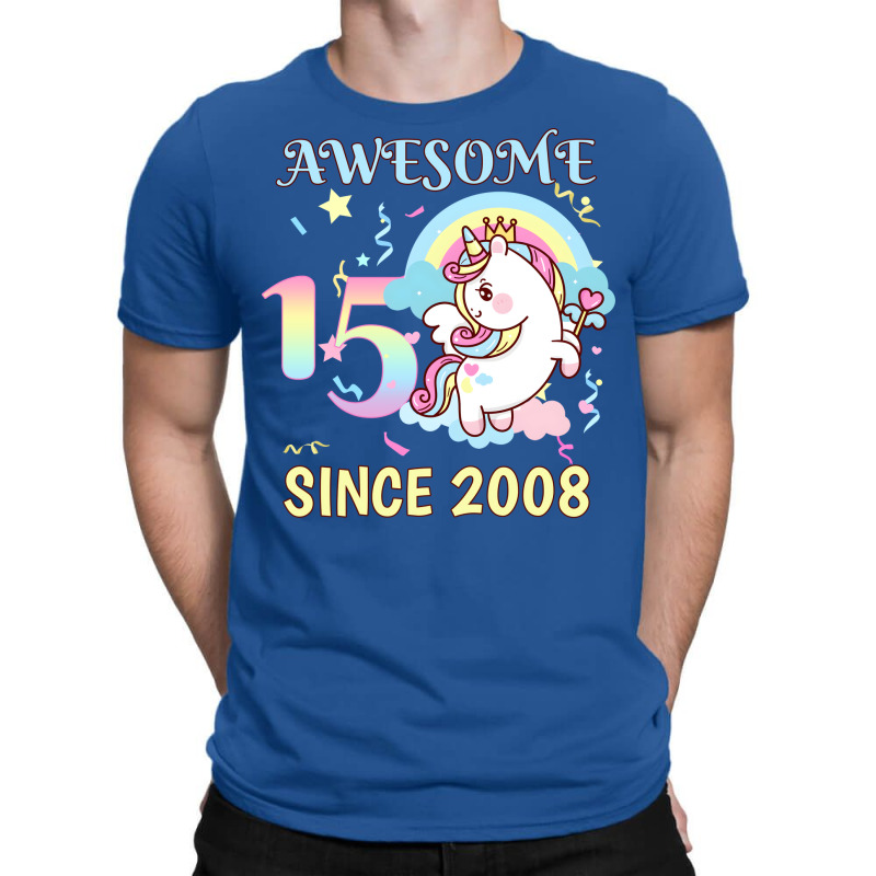 Cute Unicorn Rainbow 15th Birthday Awesome Since 2 T-shirt | Artistshot