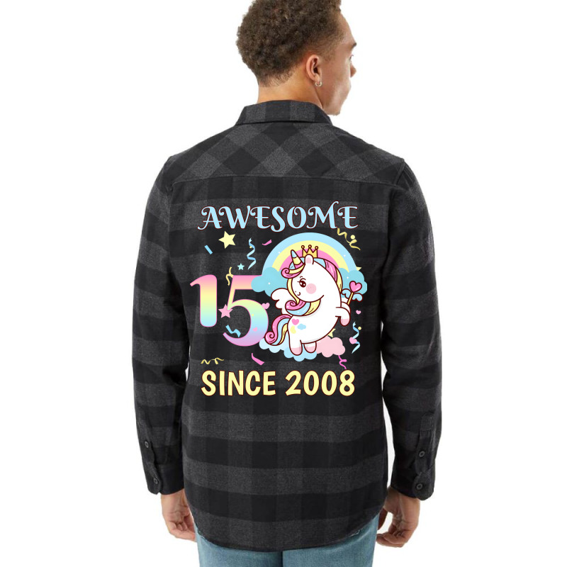 Cute Unicorn Rainbow 15th Birthday Awesome Since 2 Flannel Shirt | Artistshot