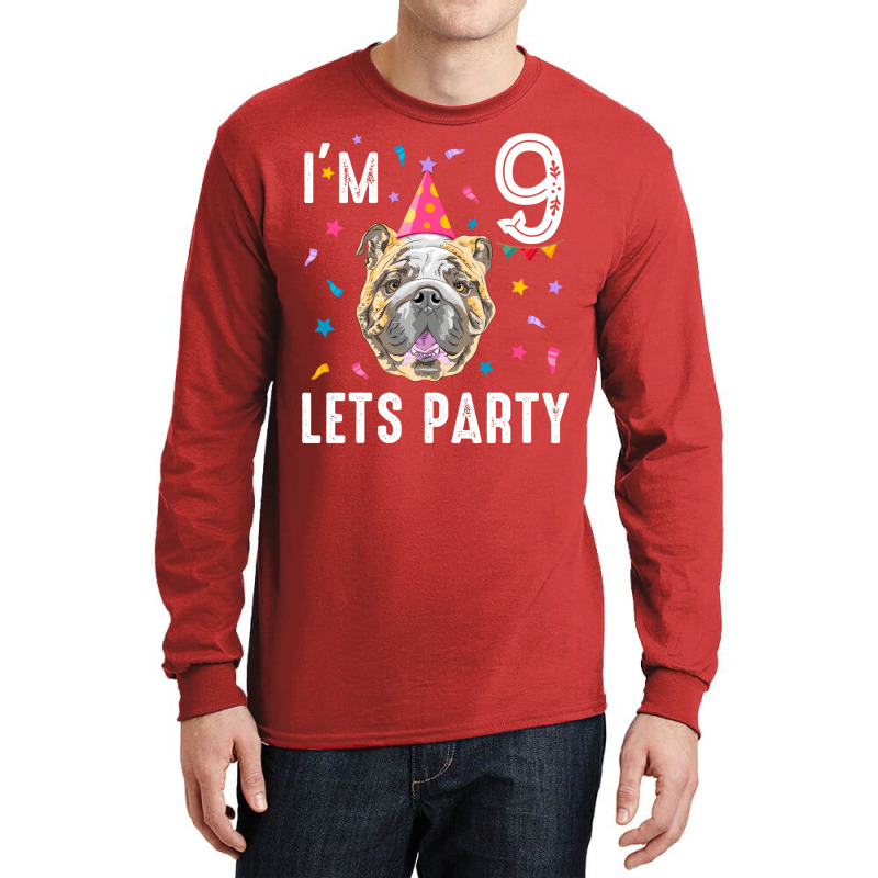 Lets Party 9th Birthday With English Bulldog Cute Long Sleeve Shirts | Artistshot