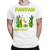 Cute Llamas Pawpaw Of The Birthday Girl Blue T-shirt | Artistshot