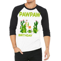 Cute Llamas Pawpaw Of The Birthday Girl Blue 3/4 Sleeve Shirt | Artistshot