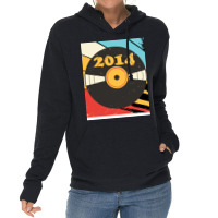 Vintage Retro 2014 Birthday  Vinyl Music Girl Lightweight Hoodie | Artistshot