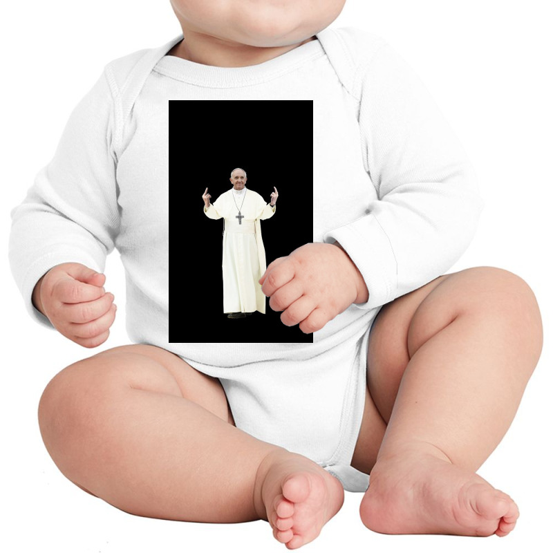 High Resolution Standing Bird Flipping Pope Franci Long Sleeve Baby Bodysuit | Artistshot