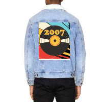 Vintage Retro 2007 Birthday  Vinyl Music Red Unisex Sherpa-lined Denim Jacket | Artistshot