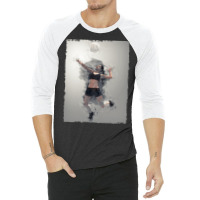 Volleyball Digital Art Red 3/4 Sleeve Shirt | Artistshot