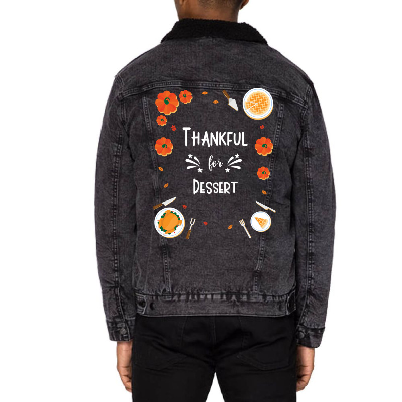 Thankful For Dessert Funny Unisex Sherpa-Lined Denim Jacket by kaistosylinj | Artistshot