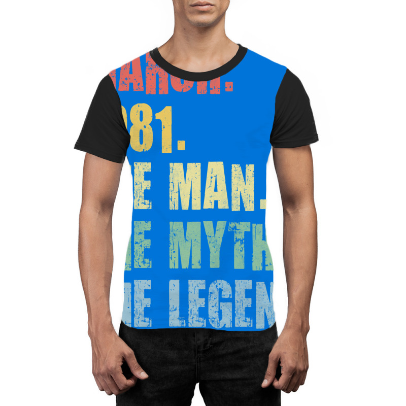 40th Birthday Man Myth Legend 1981 Hipster Graphic T-shirt | Artistshot