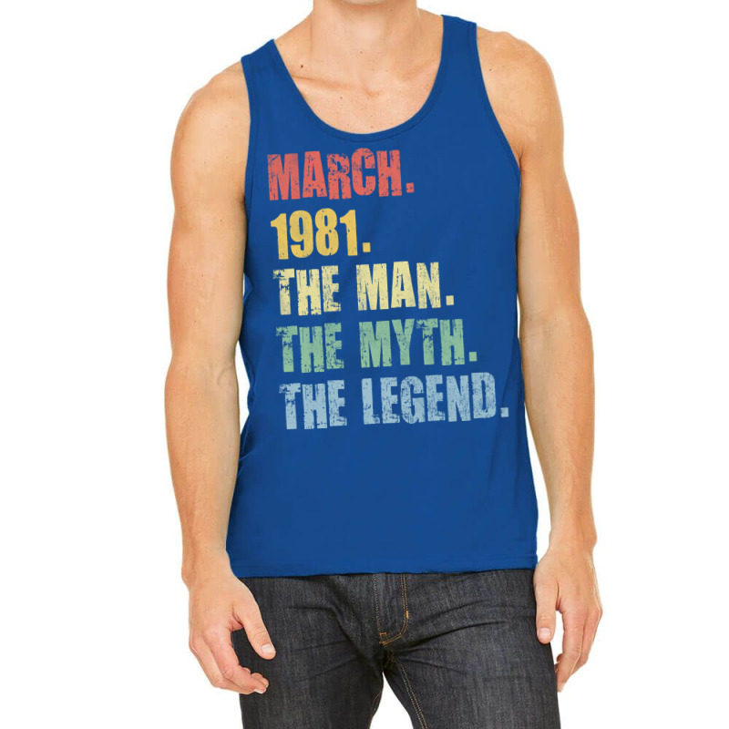 40th Birthday Man Myth Legend 1981 Hipster Tank Top | Artistshot