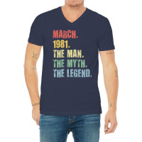 40th Birthday Man Myth Legend 1981 Hipster V-neck Tee | Artistshot