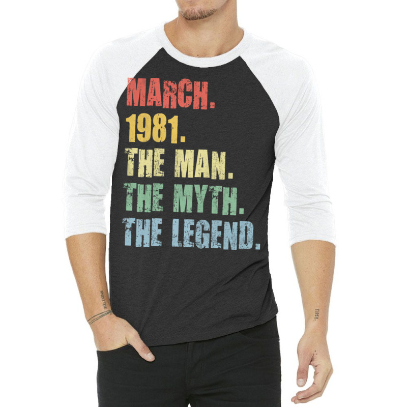 40th Birthday Man Myth Legend 1981 Hipster 3/4 Sleeve Shirt | Artistshot