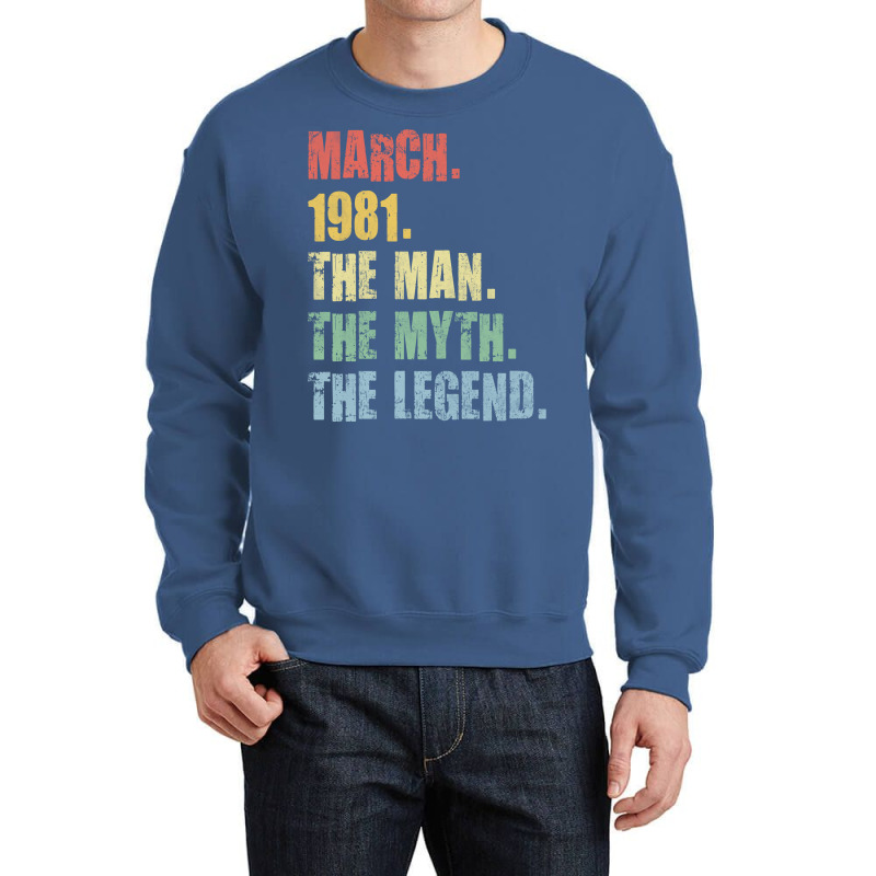 40th Birthday Man Myth Legend 1981 Hipster Crewneck Sweatshirt | Artistshot