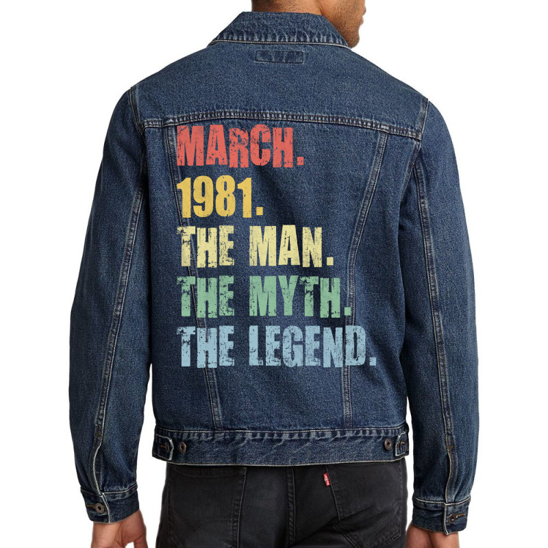 40th Birthday Man Myth Legend 1981 Hipster Men Denim Jacket | Artistshot