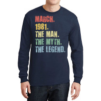 40th Birthday Man Myth Legend 1981 Hipster Long Sleeve Shirts | Artistshot