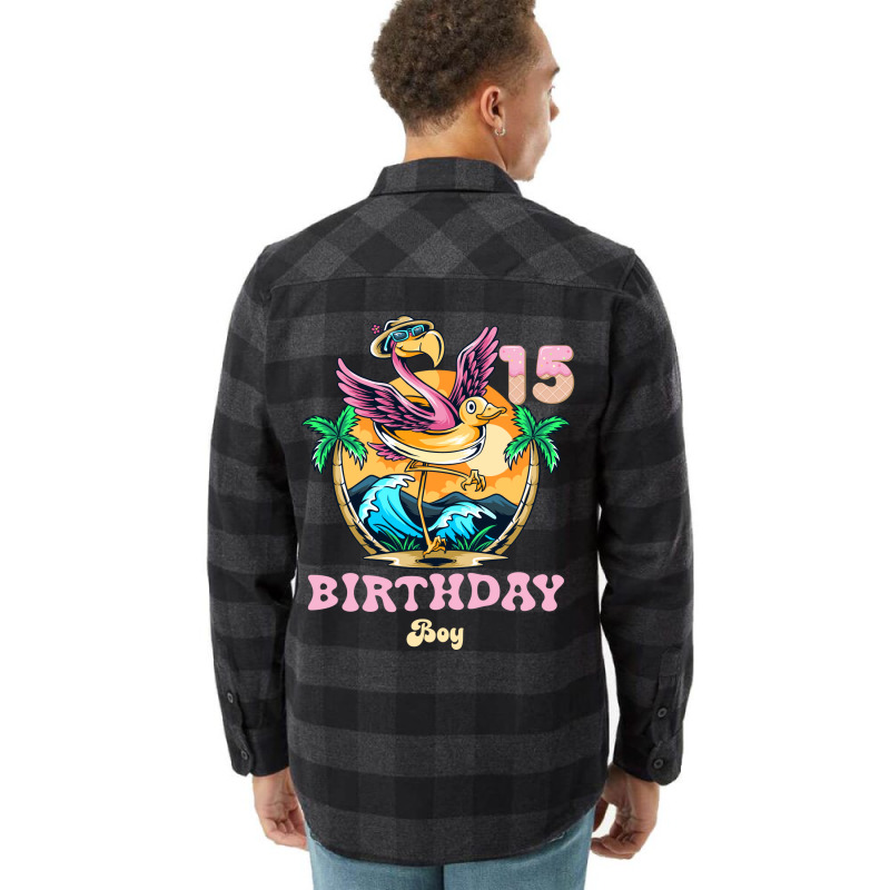 Cute Flamingo 15th Birthday Boy Vintage Flannel Shirt | Artistshot