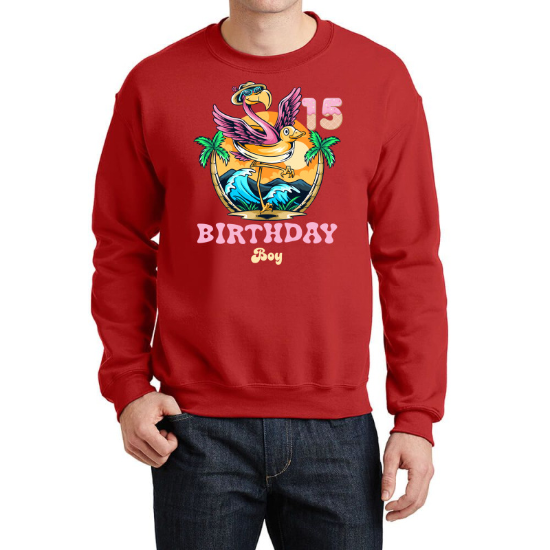 Cute Flamingo 15th Birthday Boy Vintage Crewneck Sweatshirt | Artistshot