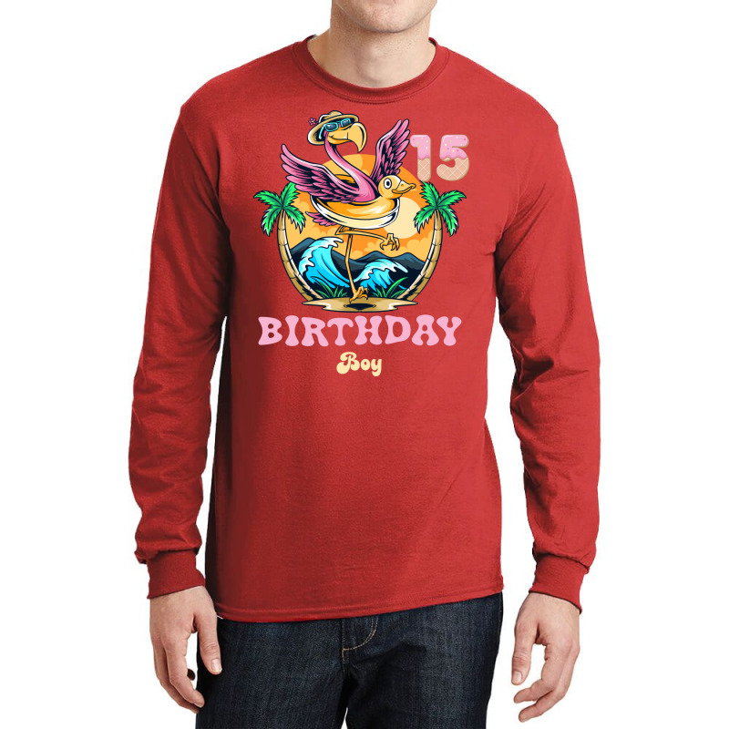 Cute Flamingo 15th Birthday Boy Vintage Long Sleeve Shirts | Artistshot