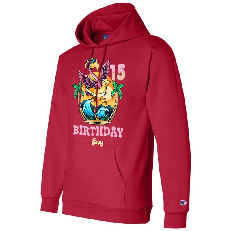 Cute Flamingo 15th Birthday Boy Vintage Champion Hoodie | Artistshot