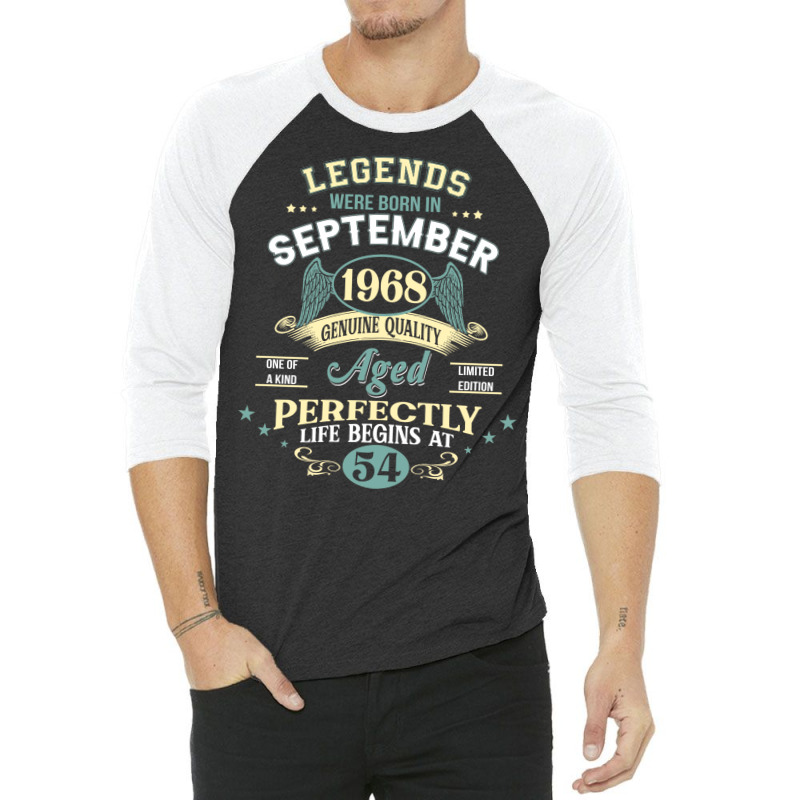 54th Birthday Decoration Legends Were Born In Sept 3/4 Sleeve Shirt | Artistshot