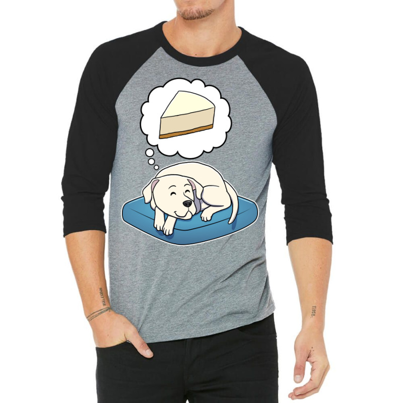 Dogo Argentino Dreaming About Cheese Cake Funny 3/4 Sleeve Shirt by lakomabuniau | Artistshot