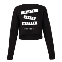 Simple Black Lives Matter In Black And White Letters - Protest Gifts Cropped Sweater | Artistshot