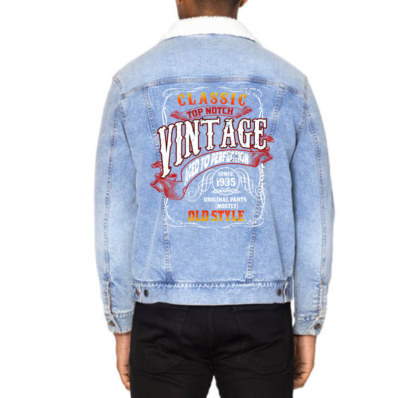 Vintage Birthday 1935 Aged To Perfection 1935 Birt Unisex Sherpa-lined Denim Jacket | Artistshot