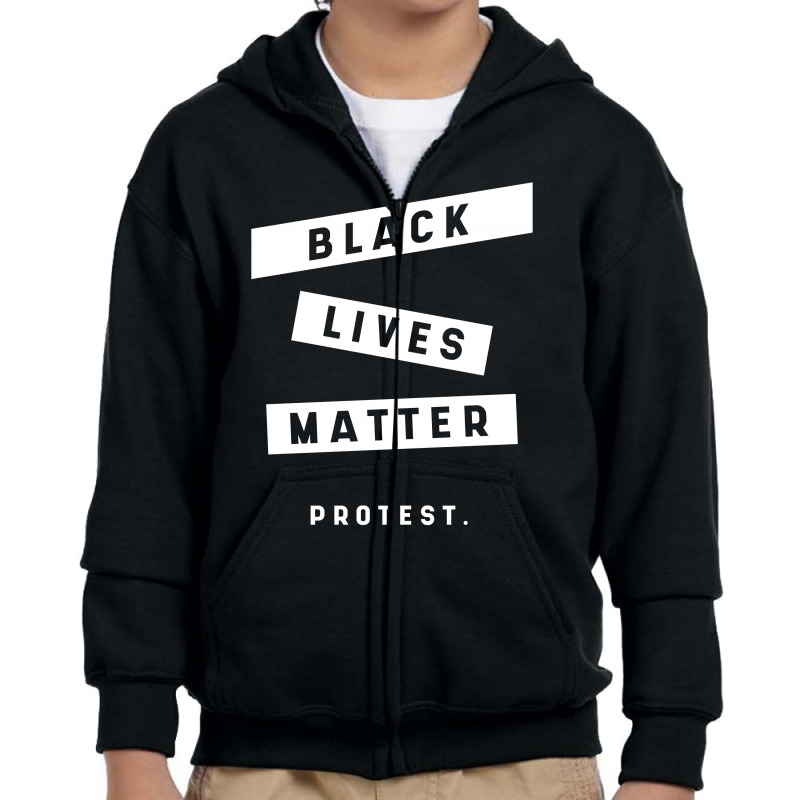 Simple Black Lives Matter In Black And White Letters - Protest Gifts Youth Zipper Hoodie by Diogo Calheiros | Artistshot