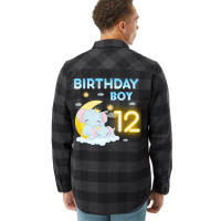 Cute Elephant 12th Birthday Boy Hipster Flannel Shirt | Artistshot